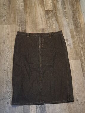 Guess Brown Stretch Denim Pencil Skirt with Sparkles